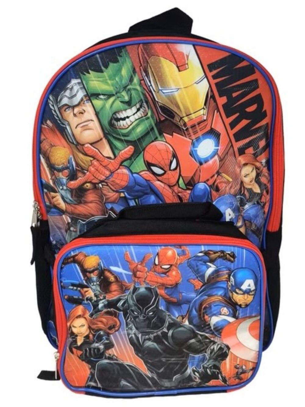 Avengers Spider-Man Thor Hulk 16″ Backpack & Insulated Lunch Bag Marvel